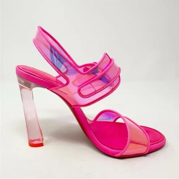 Christian Louboutin Loubi Duniss PVC Pink Iridescent Heels Womens Size EU 37 - Picture 8 of 11